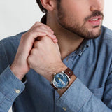 Diesel Mini Daddy LIght Blue Dial Brown Leather Strap Watch For Men - DZ7321 Buy Now By Diesel