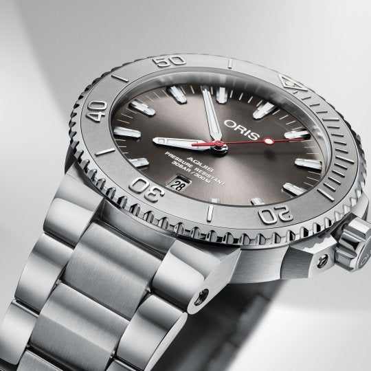 Oris Aquis Date Relief Grey Dial Silver Steel Strap Watch for Men - 0173377304153-0782405PEB Buy Now By Oris