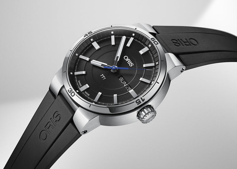 Oris TT1 Day Date Black Dial Black Rubber Strap Watch for Men - 0173577524154-0742406FC Buy Now By Oris