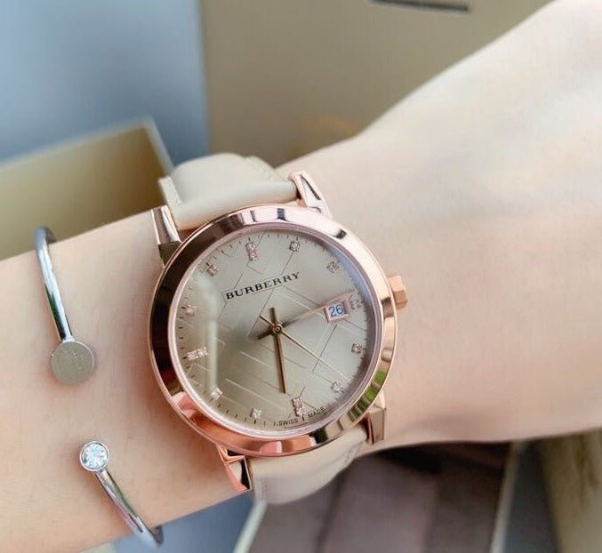 Burberry The City Diamonds Beige Dial Beige Leather Strap Watch for Women - BU9131 Buy Now By Burberry