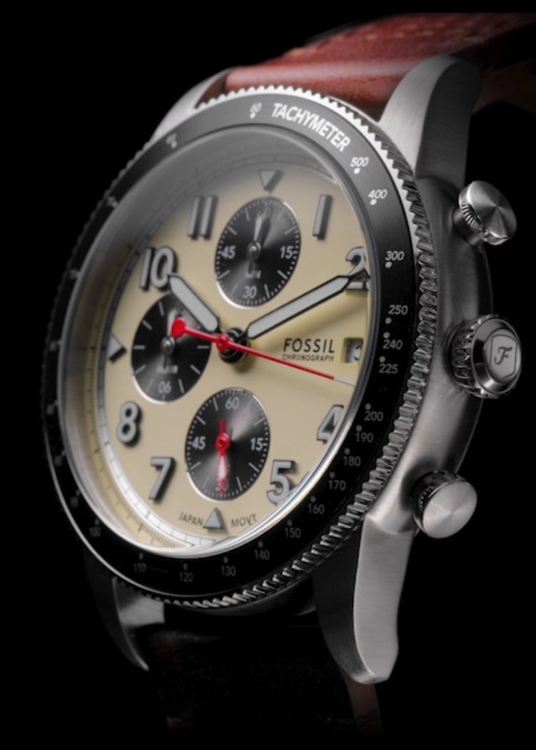 Fossil Sport Tourer Chronograph White Dial Brown Leather Strap Watch for Men - FS6042 Buy Now By Fossil