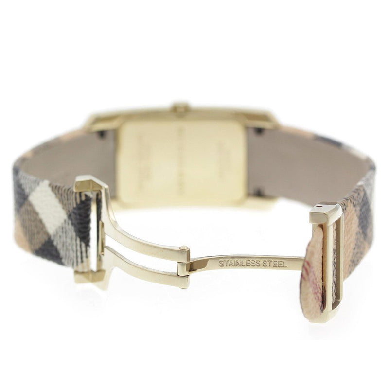 Burberry Pioneer Champagne Dial Haymarket Beige Leather Strap Watch for Women - BU9407 Buy Now By Burberry