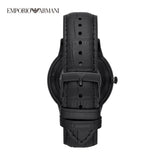 Emporio Armani Meccanico Automatic Skeleton Black Dial Black Leather Strap Watch For Men - AR60042