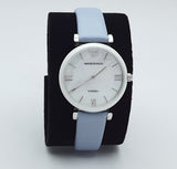 Emporio Armani Gianni T-Bar Mother Of Pearl White Dial Grey Leather Strap Watch For Women - AR11039 Buy Now By Emporio Armani