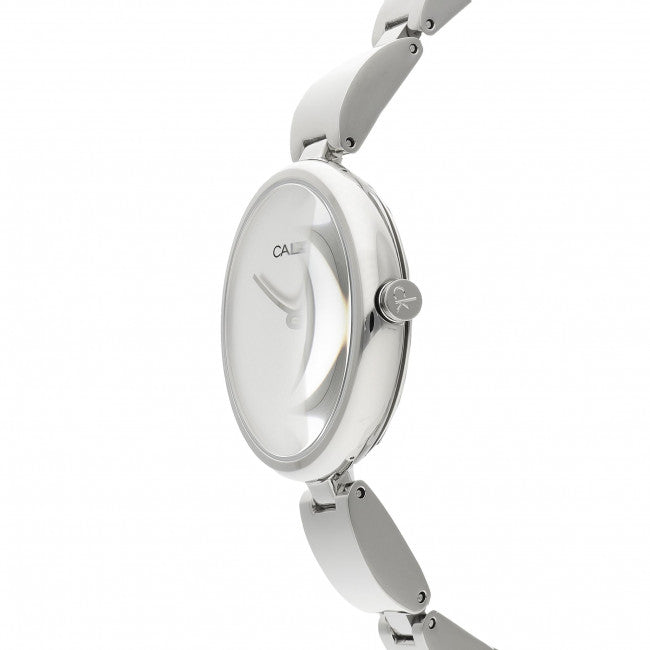 Shop Calvin Klein Wavy Silver Dial Silver Steel Strap Watch for Women - K9U23146 in USA