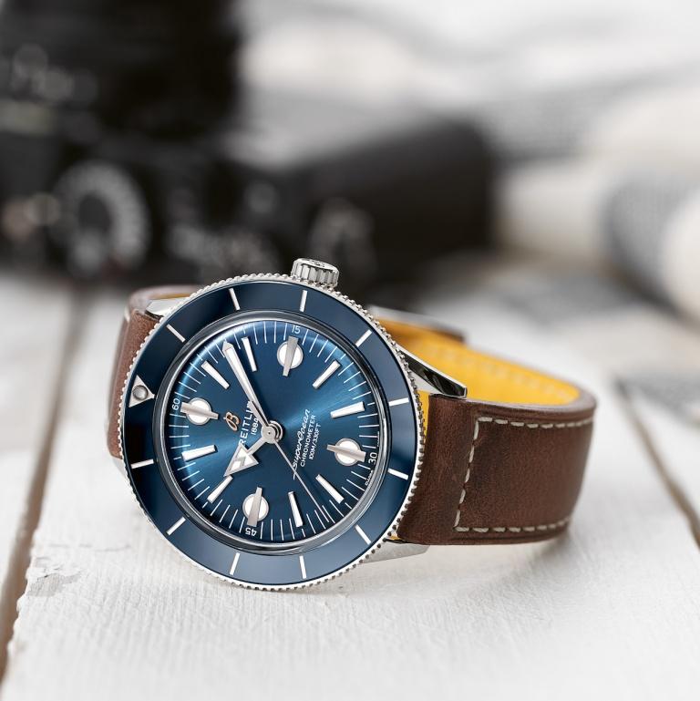 Breitling Superocean Heritage '57 Blue Dial Brown Leather Strap Watch for Men - A10370161C1X1
