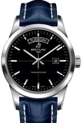 Shop Breitling Transocean Day & Date 42mm Automatic Black Dial Black Leather Strap Mens Watch - A4531012/BB69/731P/ A20BA.1 in USA