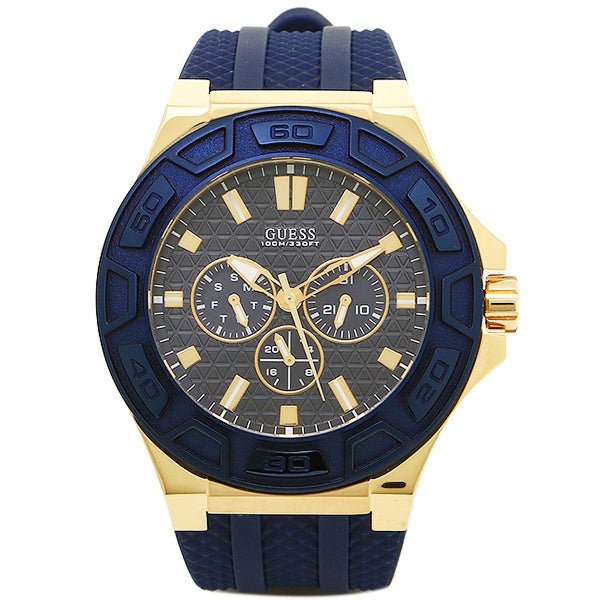 Guess Force Blue & Rose Gold Dial Blue Silicone Strap Watch For Men - W0674G2 Buy Now By Guess