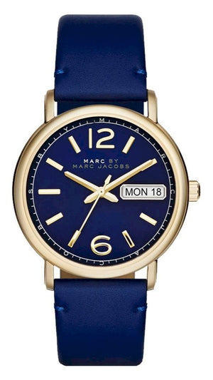 Marc Jacobs Fergus Blue Dial Blue Leather Strap Watch for Women - MBM8650