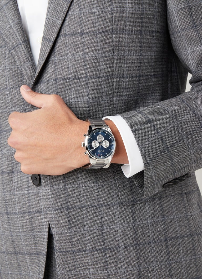 Shop Hugo Boss Pioneer Blue Dial Silver Steel Strap Watch for Men - 1513713 in USA