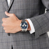Hugo Boss Pioneer Chronograph Blue Dial Silver Steel Strap Watch for Men - 1513713