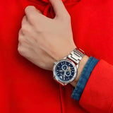 Emporio Armani Meccanico Automatic Blue Dial Silver Steel Strap Watch For Men - AR60052