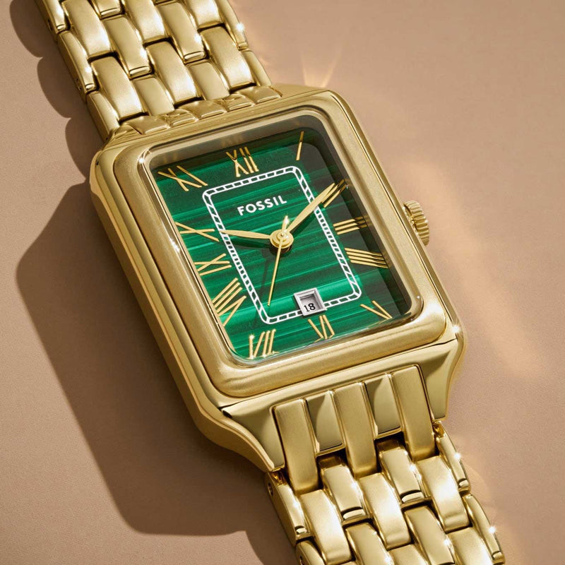 Fossil Raquel Three Hand Date Green Dial Gold Steel Strap Watch For Women - ES5341 Buy Now By Fossil