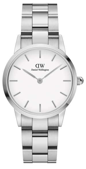 Daniel Wellington Iconic Link White Dial Silver Steel Strap Watch for Women - DW00100203
