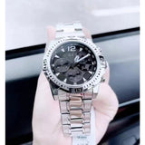 Shop Guess Commander Chronograph Black Dial Silver Steel Strap Watch for Men - GW0056G1 in USA