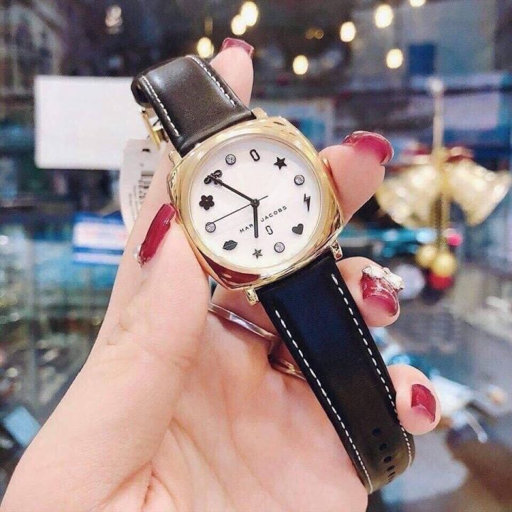 Marc Jacobs Mandy White Dial Black Leather Strap Watch for Women - MJ1564 Buy Now By Marc Jacobs