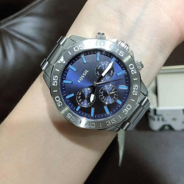 Fossil Bannon Multifunction Blue Dial Silver Steel Strap Watch for Men - BQ2503 Buy Now By Fossil