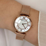 Emporio Armani Gianni T Bar Mother of Pearl Dial Rose Gold Mesh Bracelet Watch For Women - AR11320 Buy Now By Emporio Armani