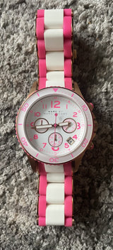 Marc Jacobs Rock Chronograph White Dial Two Tone Silicone Strap Watch for Women - MBM2593 Buy Now By Marc Jacobs