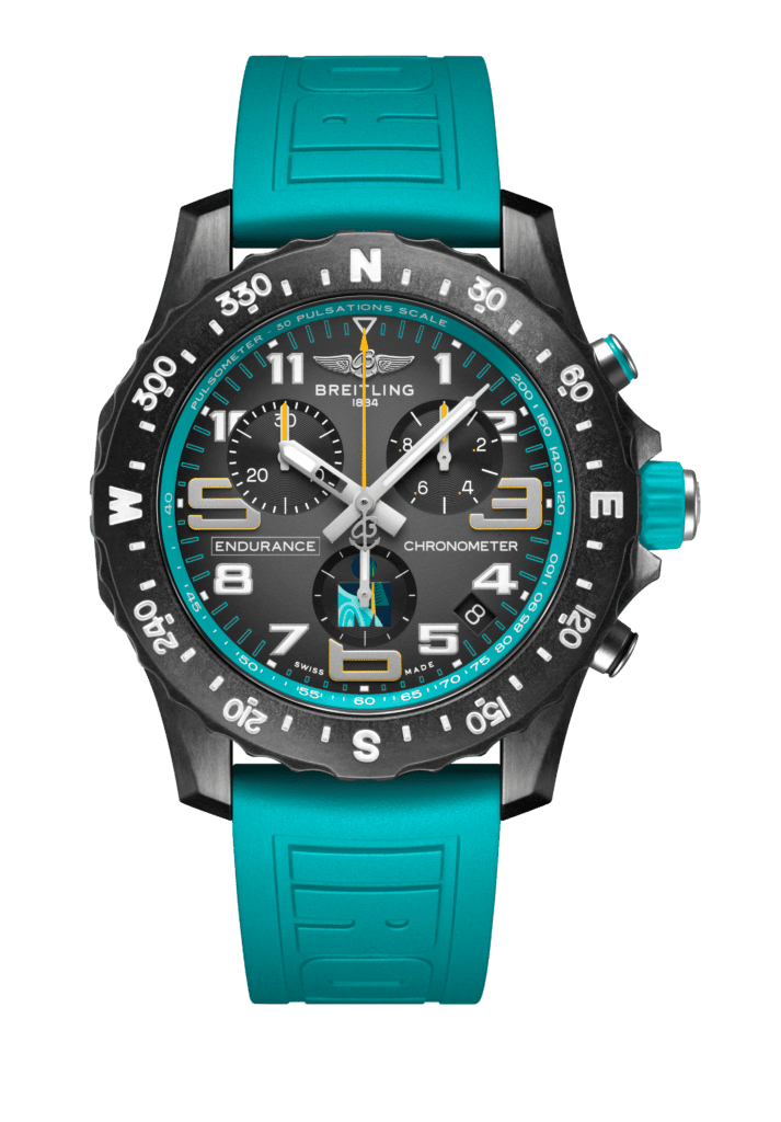 Breitling Endurance Pro Ironman 70.3 World Championship Grey Dial Turquoise Rubber Strap Watch for Men - X823105C1M1S1