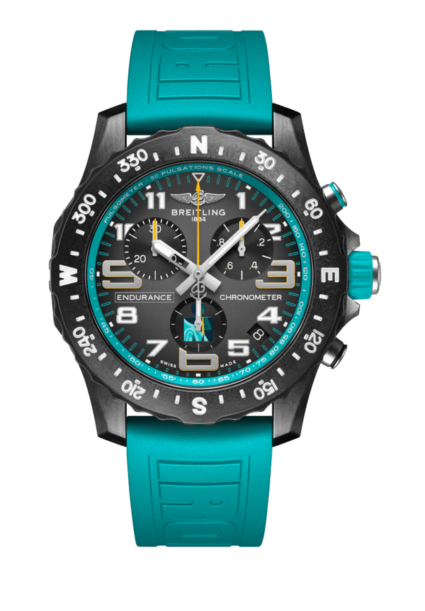 Breitling Endurance Pro Ironman 70.3 World Championship Grey Dial Turquoise Rubber Strap Watch for Men - X823105C1M1S1