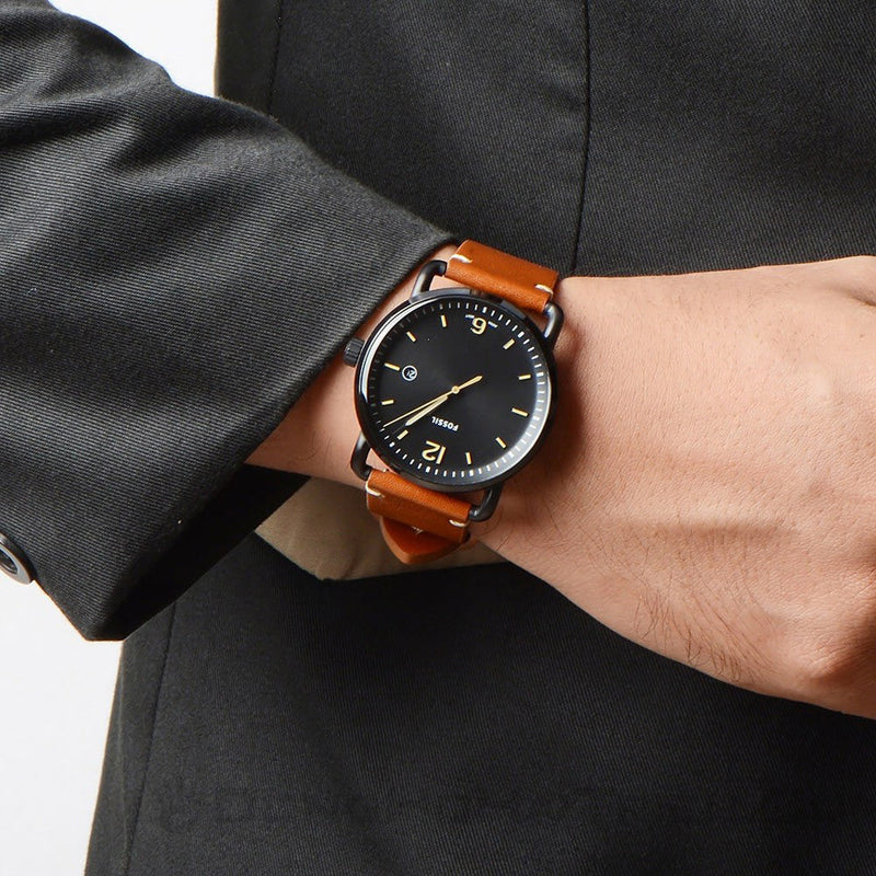 Fossil Commuter Three Hand Date Black Dial Brown Leather Strap Watch for Men - FS5276 Buy Now By Fossil