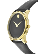 Movado Museum Black Dial Black Leather Strap Watch For Men - 606876 Buy Now By Movado