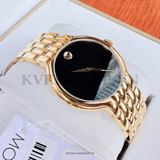 Shop Movado Veturi Quartz Black Dial Gold Steel Strap Watch for Men - 0606934 in USA
