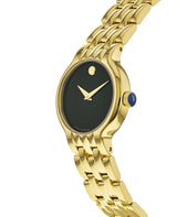 Shop Movado Veturi Black Dial Gold Steel Strap Watch for Women - 0606935 in USA