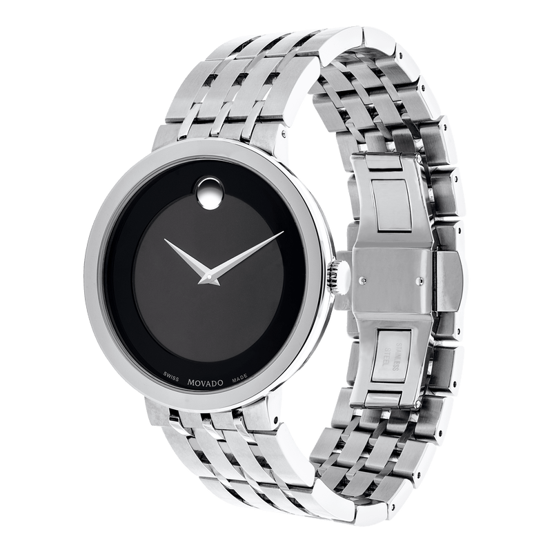 Movado Esperanza 39mm Black Dial Silver Steel Strap Watch For Men - 0607057 Buy Now By Movado