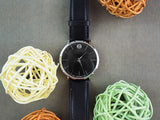 Movado Ultra Slim Black Dial Black Leather Strap Watch For Men - 0607086 Buy Now By Movado
