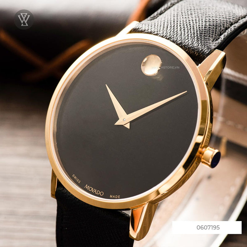 Movado Museum Classic Quartz Black Dial Black Leather Strap Watch for Men - 0607195 Buy Now By Movado