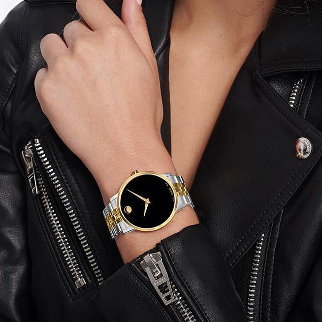 Movado Museum Classic Black Dial Two Tone Steel Strap Watch for Men - 0607200 Buy Now By Movado