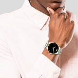 Movado Museum Classic Diamonds Black Dial Two Tone Steel Strap Watch For Men - 0606879 Buy Now By Movado