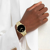 Movado Museum Classic Quartz Black Dial Gold Steel Strap Watch for Men - 0607203 Buy Now By Movado