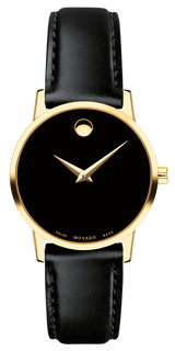 Movado Museum Black Dial Black Leather Strap Watch For Women - 2100006 Buy Now By Movado