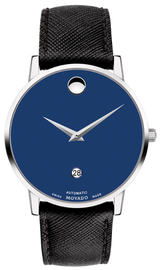 Movado Museum Classic Blue Dial Black Leather Strap Watch for Men - 0607197 Buy Now By Movado