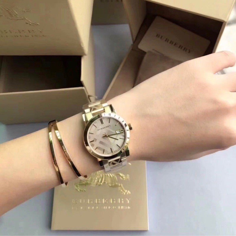 Burberry The City Gold Dial Gold Steel Strap Watch for Women - BU9145 Buy Now By Burberry