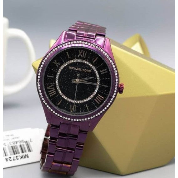 Michael Kors Lauryn Black Dial Purple Steel Strap Watch for Women - MK3724 Buy Now By Michael Kors