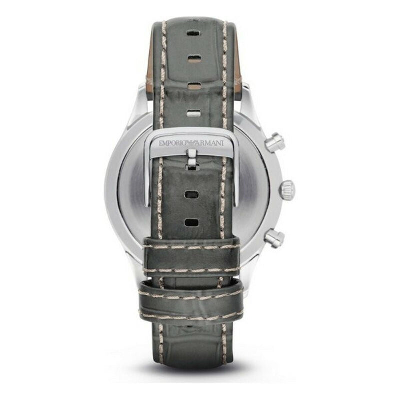 Emporio Armani Classic Chronograph Silver Dial Grey Leather Strap Watch For Men - AR1861 Buy Now By Emporio Armani