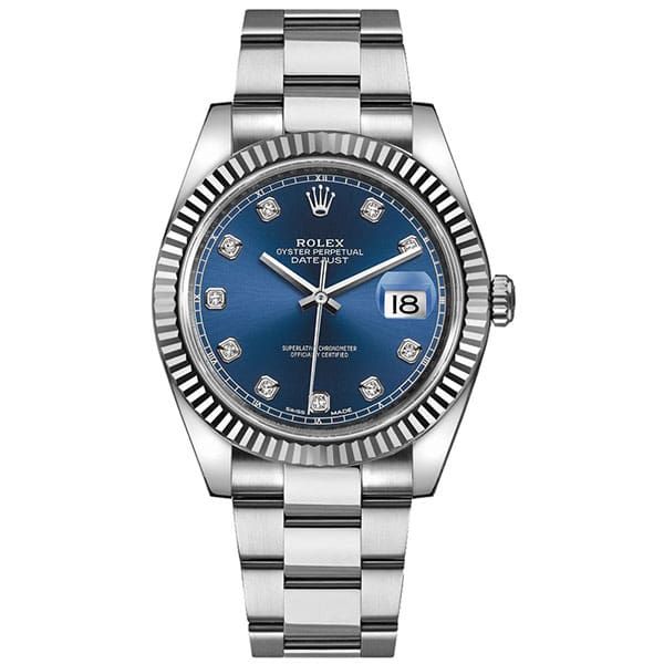 Shop Rolex Datejust 41 Oyster Blue Dial Two Tone Oystersteel & White Gold Strap Watch for Men - M126334-0015 in USA