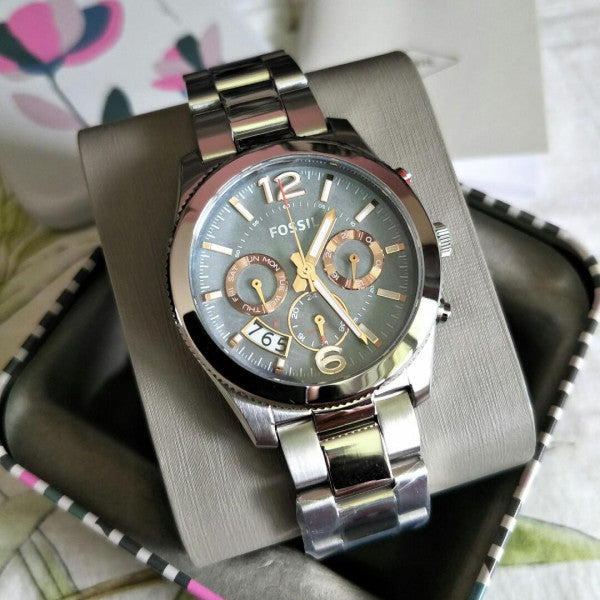Fossil Perfect Boyfriend Mother of Pearl Blue Dial Silver Steel Strap Watch for Women - ES3880 Buy Now By Fossil