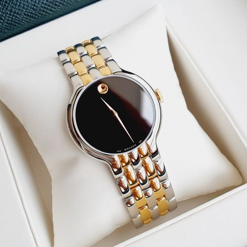 Shop Movado Veturi Quartz Black Dial Two Tone Steel Strap Watch for Men - 0606932 in USA