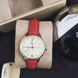 Shop Burberry The Classic Gold Dial Red Leather Strap Watch for Women - BU10102 in USA