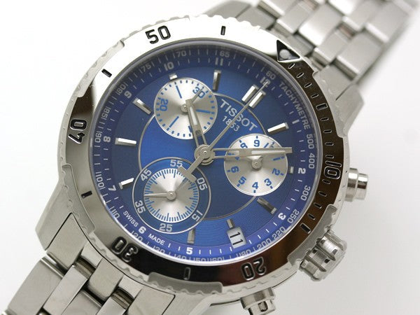 Tissot T Sport PRS 200 Chronograph Blue Dial Silver Steel Strap Watch For Men - T067.417.11.041.00 Buy Now By Tissot