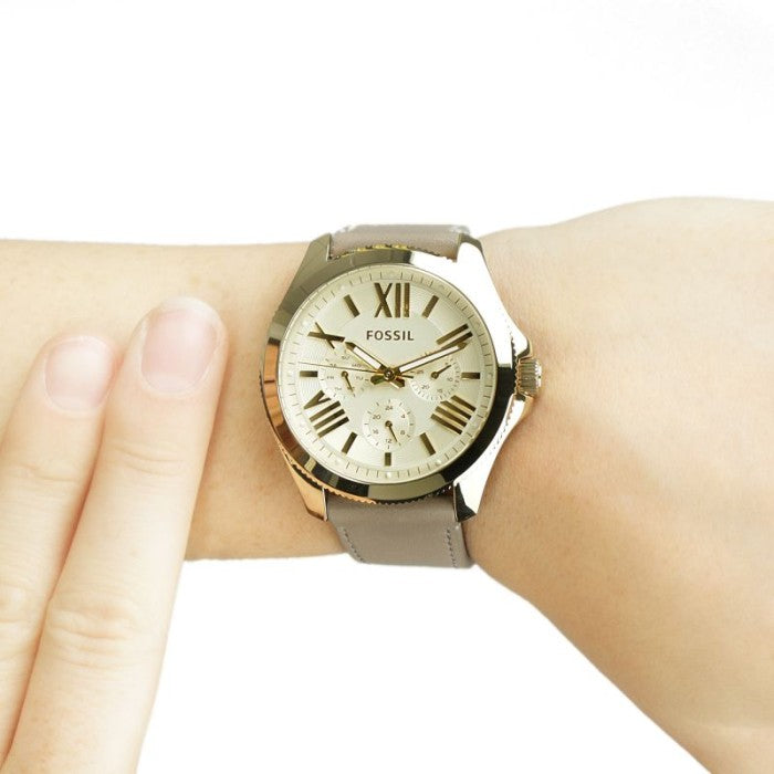 Fossil Cecile Champagne Dial Grey Leather Strap Watch for Women - AM4529 Buy Now By Fossil