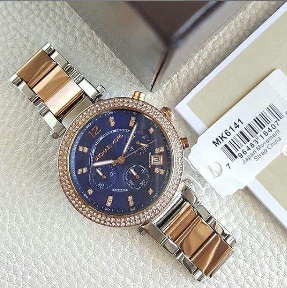 Michael Kors Parker Blue Dial Two Tone Steel Strap Watch for Women - MK6141 Buy Now By Michael Kors