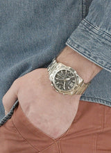 Shop Guess Commander Chronograph Black Dial Silver Steel Strap Watch for Men - GW0056G1 in USA