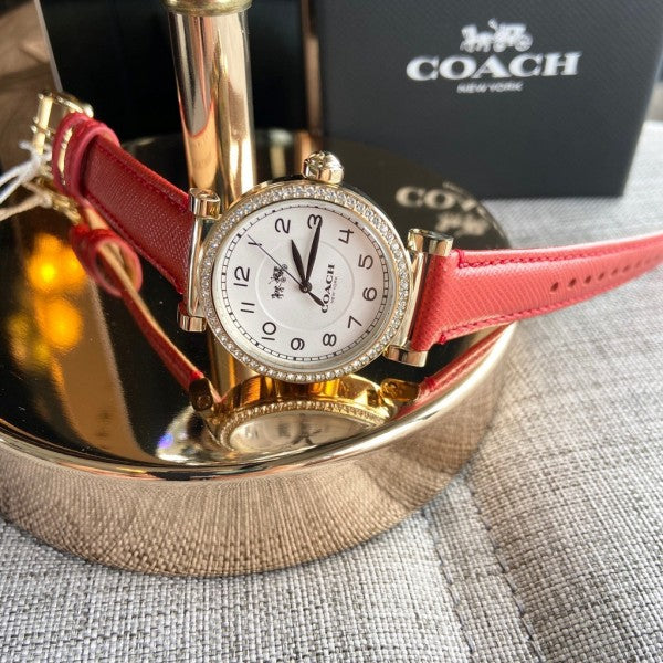 Coach Madison White Dial Red Leather Strap Watch for Women - 14502400 Buy Now By Coach