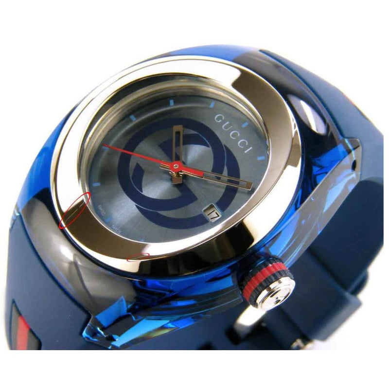 Shop Gucci Sync Quartz Blue Dial Blue Rubber Strap Watch For Men - YA137304 in USA